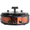 MegaChef Brushed Copper & Black Round Triple 1.5qt. Slow Cooker & Buffet Server Finish With 3 Ceramic Cooking Pots & Removable Lid Rests